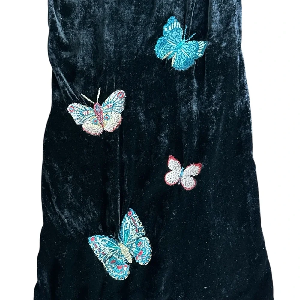 JOHNNY WAS‎ Luciana Seamed Wide Leg Velvet Pant Embroidered Butterflies Size XS